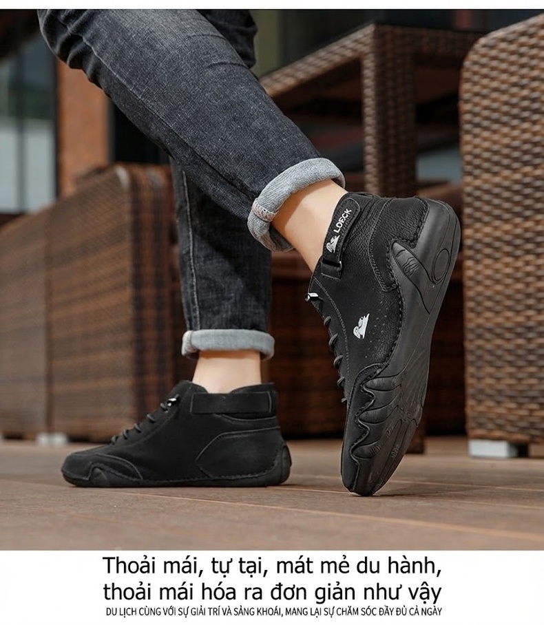 Giày Boot Martin Nam Cổ Cao Da Mờ Chiều Cao Đế Khoảng 3cm Màu Be, Nâu, Xám, Đen chi tiết 27