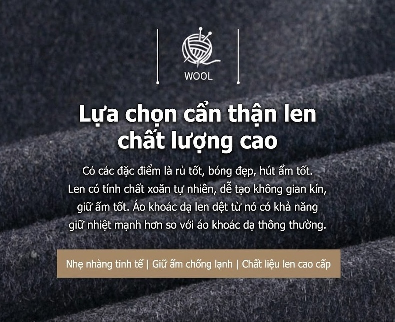 Áo Khoác Dạ Nam Trung Niên Lót Lông Vũ Có Thể Tháo Rời Màu Đen chi tiết 3