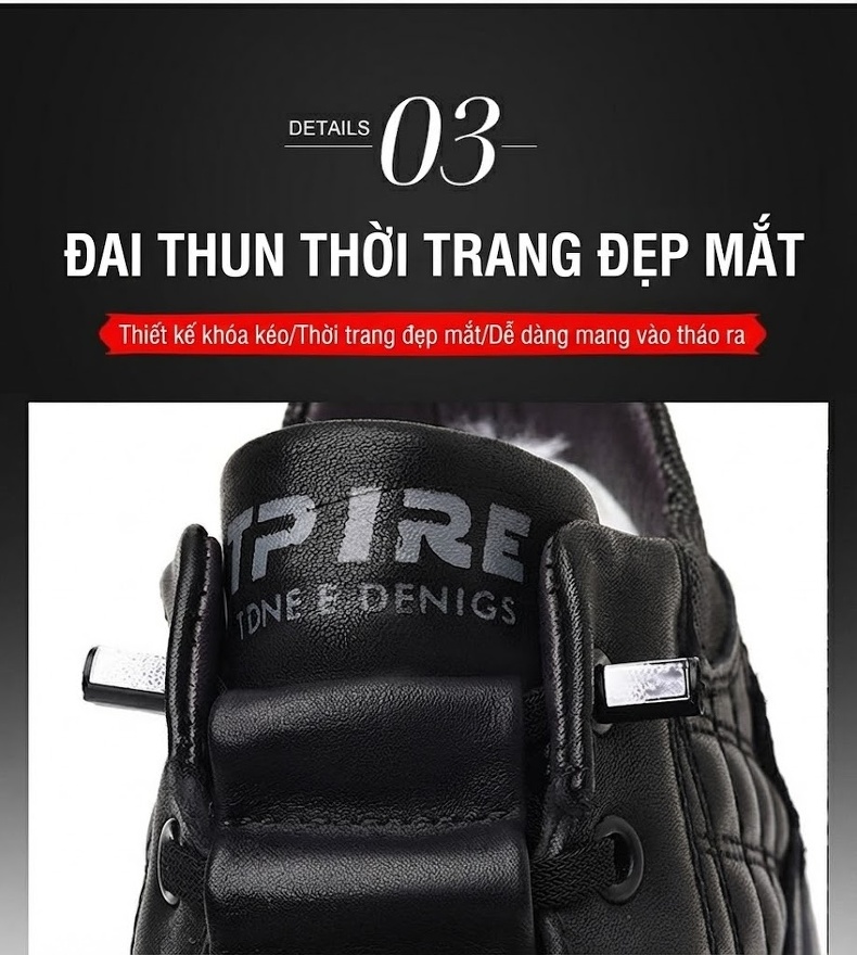 Giày Boot Nam Cao Cổ Lót Lông Cừu Giữ Ấm Chiều Cao Đế Khoảng 4cm Màu Đen chi tiết 18