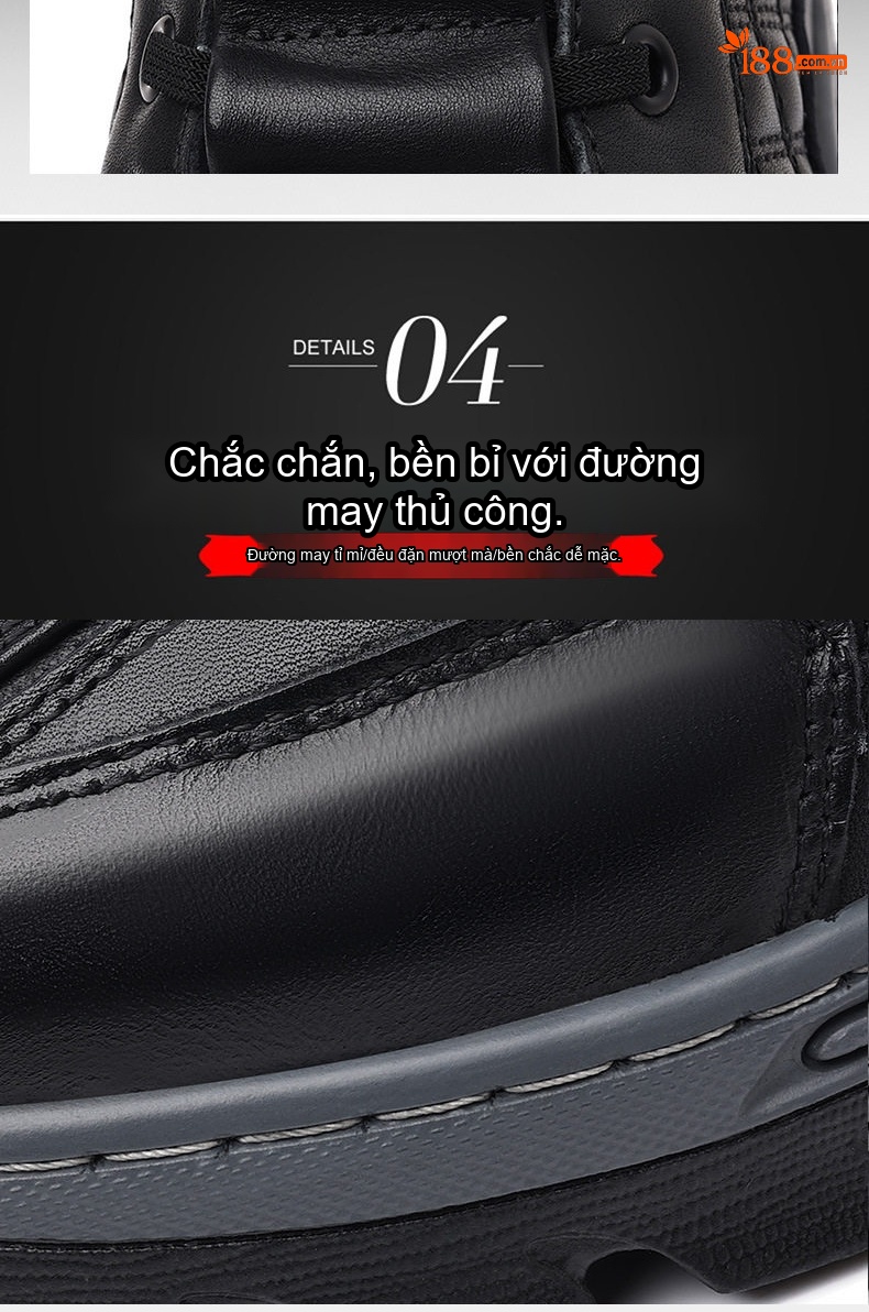 Giày Boot Nam Cao Cổ Lót Lông Cừu Giữ Ấm Chiều Cao Đế Khoảng 4cm Màu Đen chi tiết 19