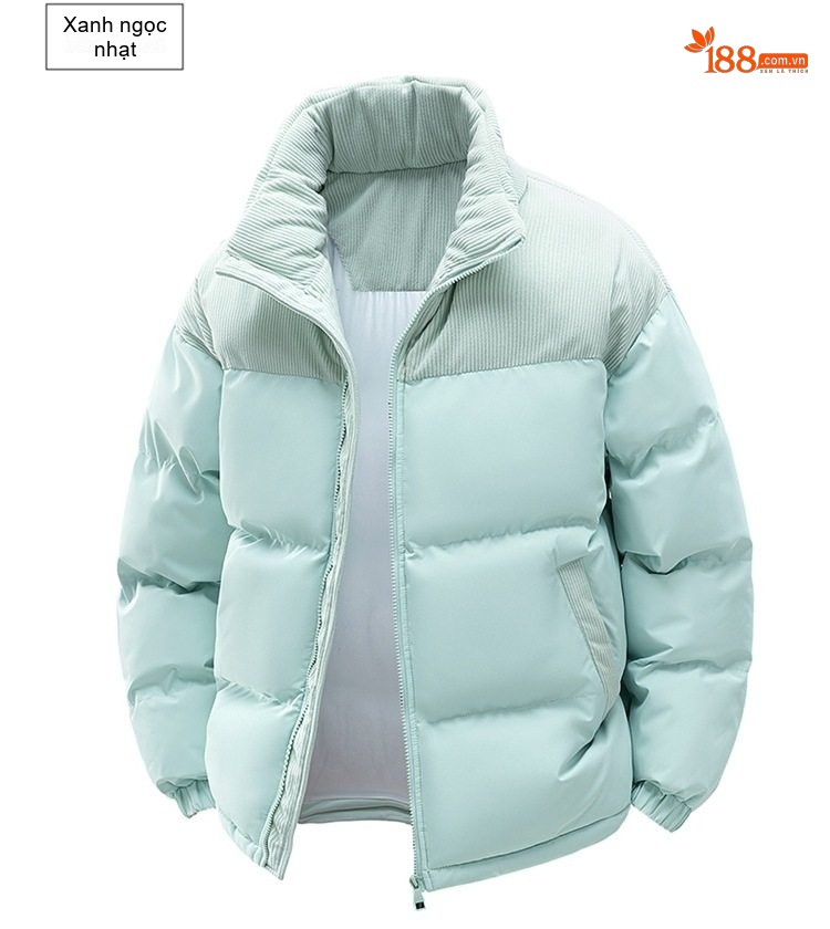 Áo Khoác Phao Nam Nữ Cotton Lót Dày Mũ Rời Chất Liệu Vải Lanh Màu Be, Đen, Xanh Lá, Hồng... chi tiết 22