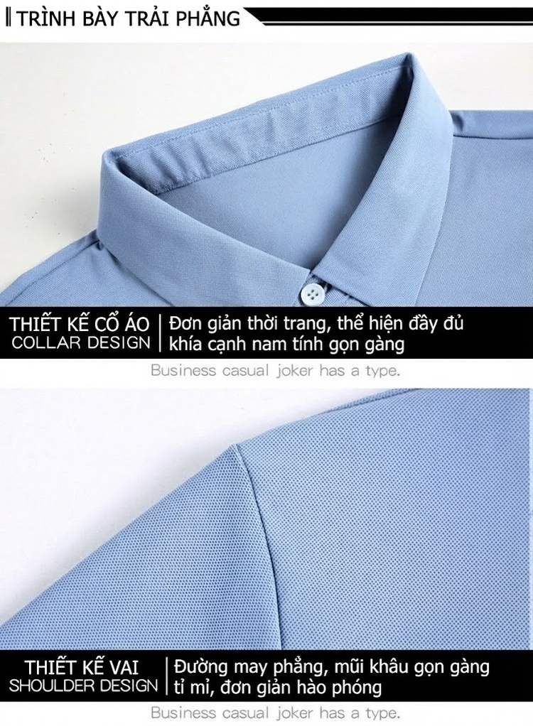 Áo Polo Nam Lụa Tằm Cao Cấp Form Rộng Chống Nhăn Màu Đỏ Cam, Trắng, Xanh Da Trời, Xanh... chi tiết 33