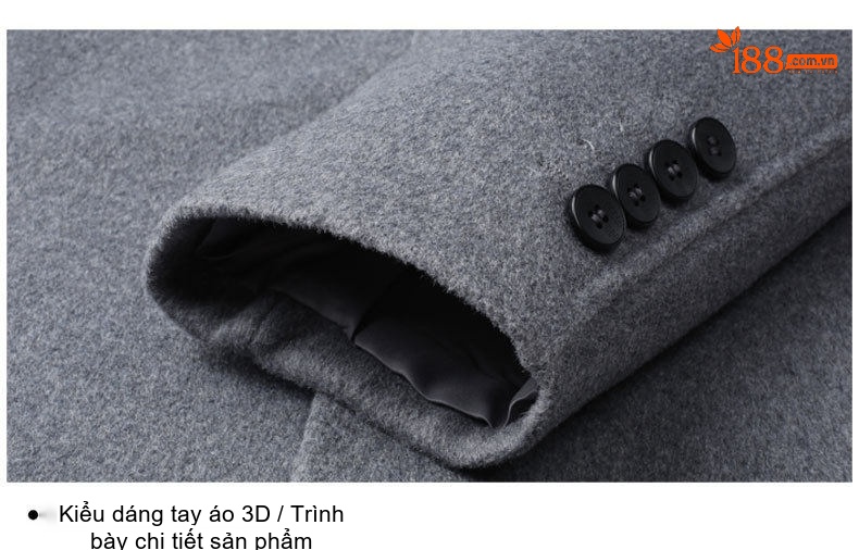 Áo Khoác Dạ Nam Dáng Dài Vừa Vặn Cổ chữ Vest Hai Mặt Cotton Màu Đen, Xám, Nâu chi tiết 24