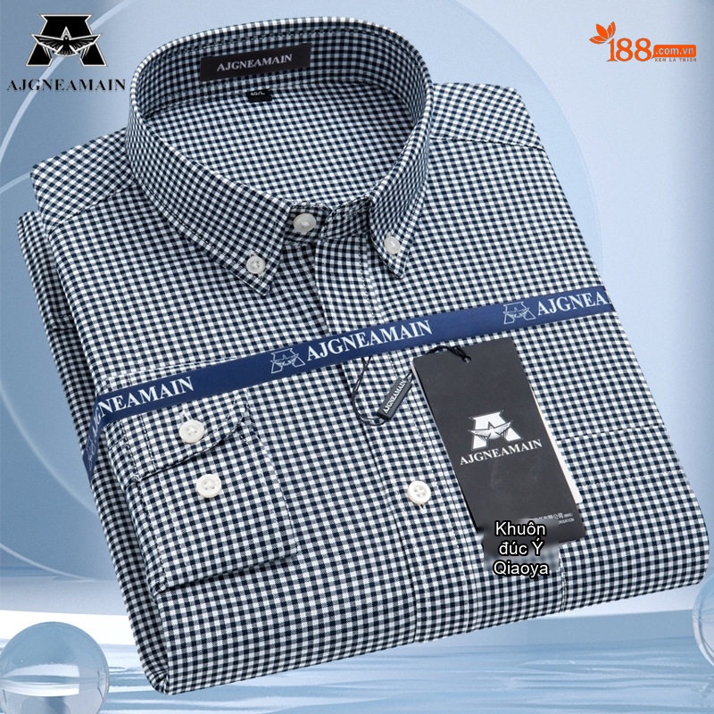 Áo Sơ Mi Nam Cotton Dáng Rộng Trung Niên Phong Cách Casual Chống Nhăn Màu Xanh, Đỏ, Xám, Nâu