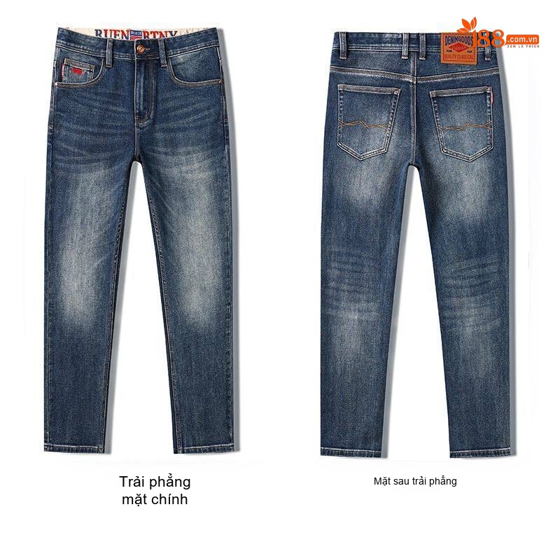 Quần Jeans Nam Ống Đứng Cao Cấp Dáng Ôm Vừa Vặn Màu Xanh Denim chi tiết 25