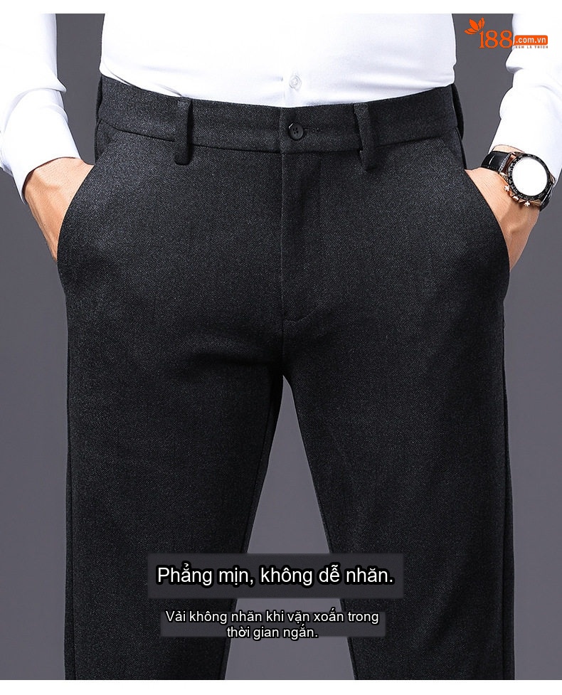Quần Tây Nam Ống Đứng Dáng Ôm Thời Trang Công Sở Màu Đen, Xám chi tiết 3