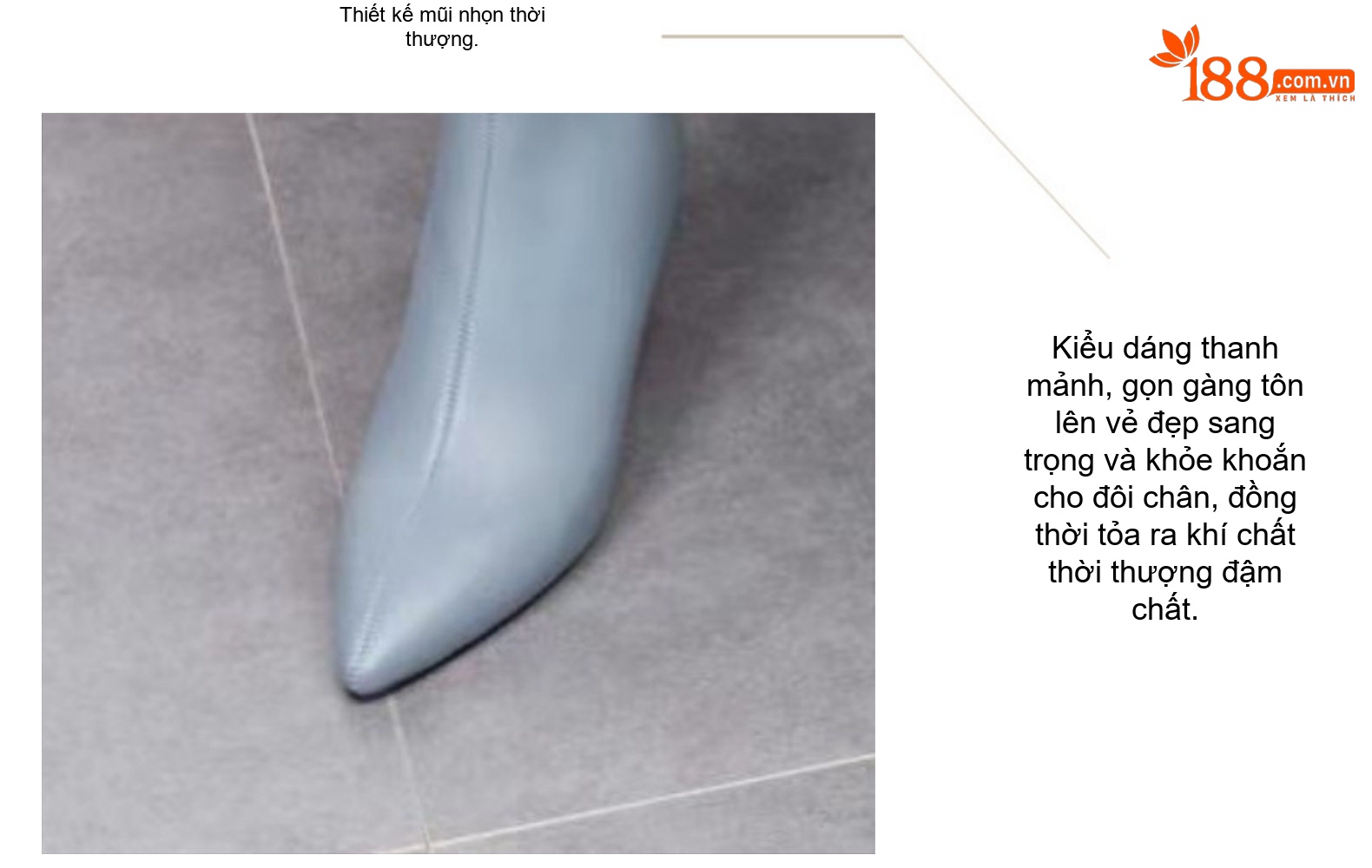 Boot Nữ Da Thật Mũi Nhọn Gót Nhọn Chiều Cao Đế Khoảng 5cm Màu Đen, Nâu, Xám Xanh chi tiết 7