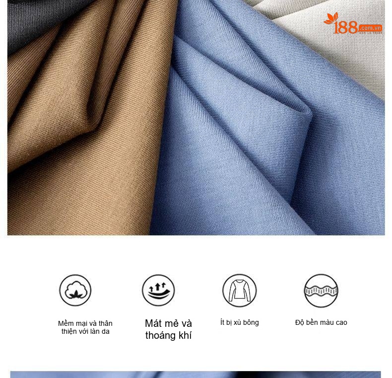 Áo Thun Dài Tay Nam Sợi Amoniac Lụa Cotton Áo Kiểu Mặc Lót Cao Cấp Màu Trắng, Xám, Xanh, Nâu... chi tiết 4