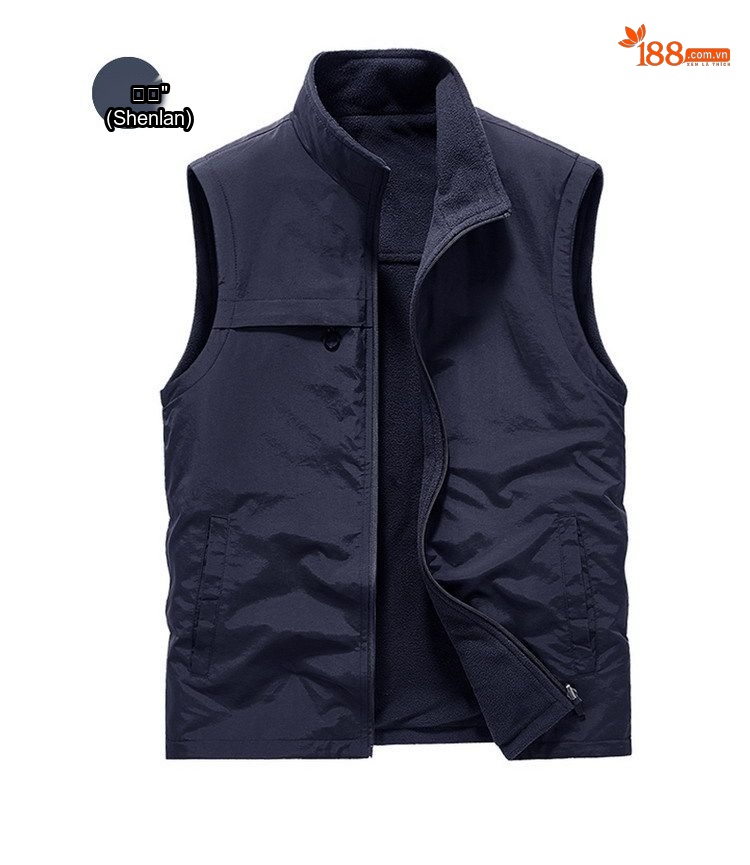 Áo Gile Nam Lót Lông Dày Dặn Hai Mặt Giữ Ấm Chống Gió Màu Xanh Rêu, Be, Xanh Navy, Đen, Xám chi tiết 15