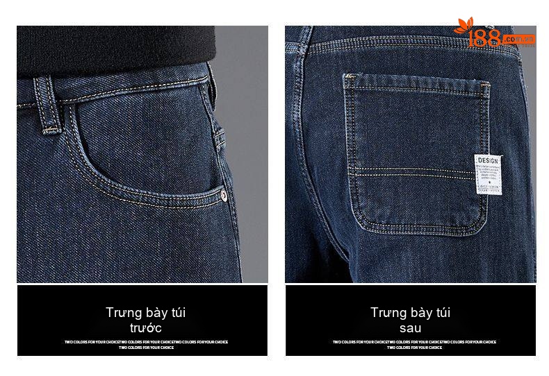 Quần Jean Nam Ống Đứng Lót Lông Dày Dặn Màu Đen Xám chi tiết 9