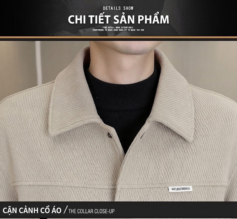 Áo Khoác Nam Dày Dặn Lót Lông Cừu Mùa Thu Kiểu Dáng Thời Trang Màu Đen, Nâu, Be chi tiết 21