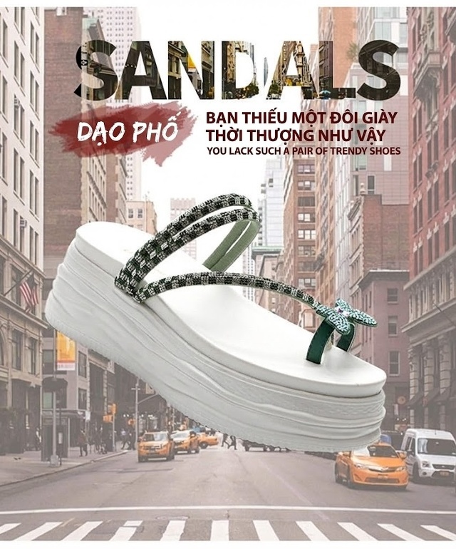 Dép Lê Nữ Quai Kẹp Đế Xuồng Dày Chiều Cao Đế Khoảng 5cm Đính Đá Màu Đen, Trắng, Kem chi tiết 1