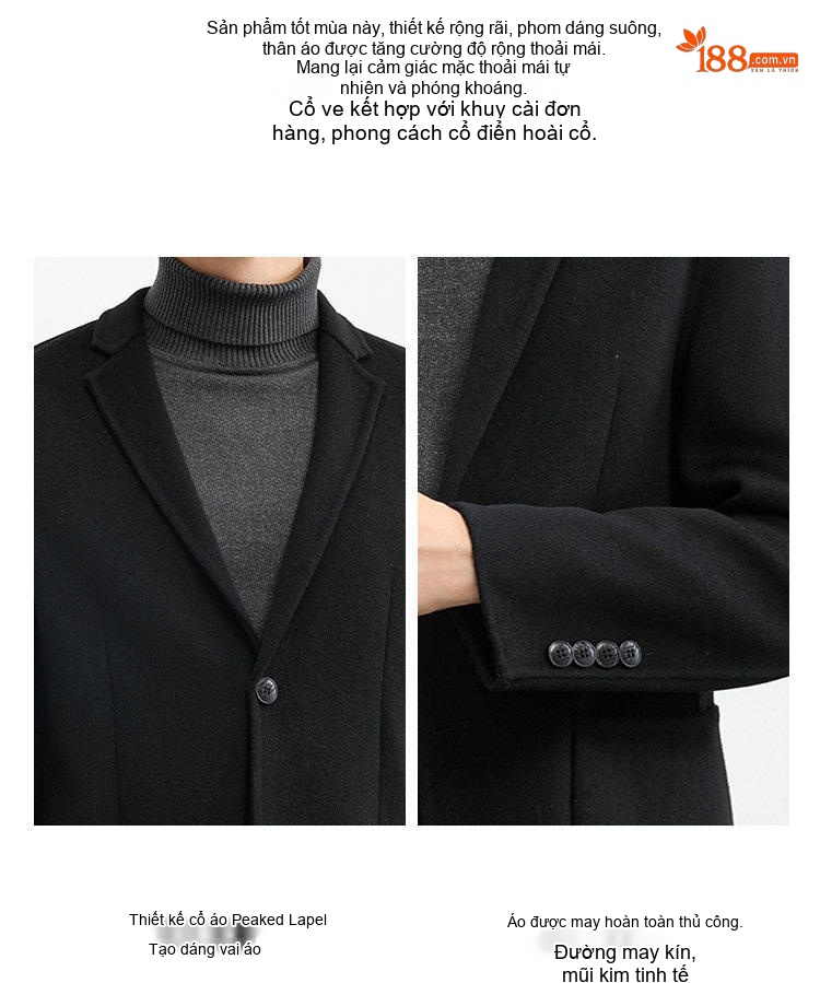 Áo Vest Nam Hai Mặt Lông Cừu Mỏng Phong Cách Doanh Nhân Màu Đen, Xám chi tiết 2