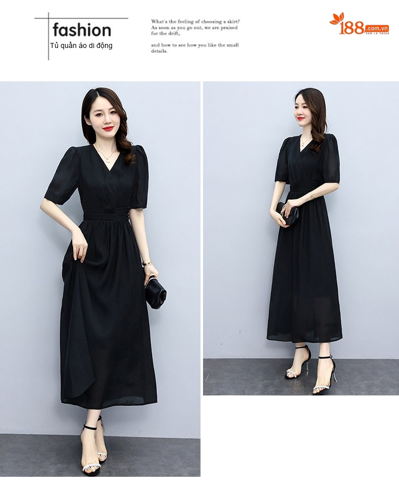 Váy Dài Tay Lỡ Nữ Thiết Kế Thanh Lịch Màu Tím, Xám, Be, Đen chi tiết 32