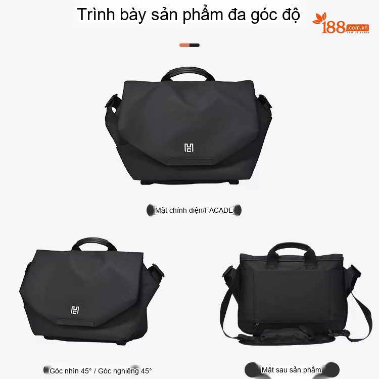 Túi Đeo Chéo Nam Laptop Vải Dù Chống Nước Công Sở Du Lịch Đựng Vừa A4 Màu Đen