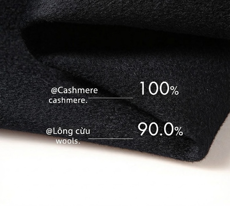 Áo Khoác Dạ Nam Lông Cừu Tháo Rời Lót Lông Thỏ Cổ Bẻ Cao Cấp Màu Đen chi tiết 3