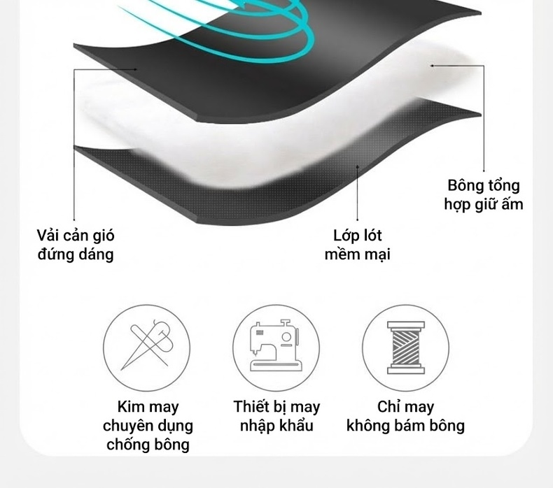 Áo Gile Bông Nam Có Mũ Trùm Đầu Tháo Rời 100% Polyester Màu Đen, Xám, Xanh Lam, Xanh Đậm... chi tiết 7
