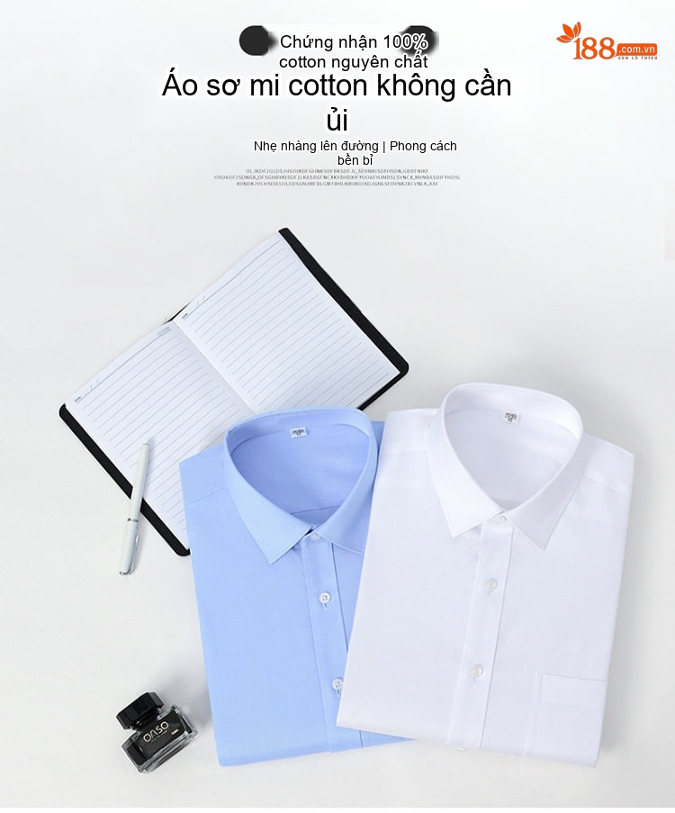 Áo Sơ Mi Dài Tay Nam Cotton Cao Cấp Chống Nhăn Màu Trắng, Xanh Dương, Đen, Đỏ... chi tiết 1