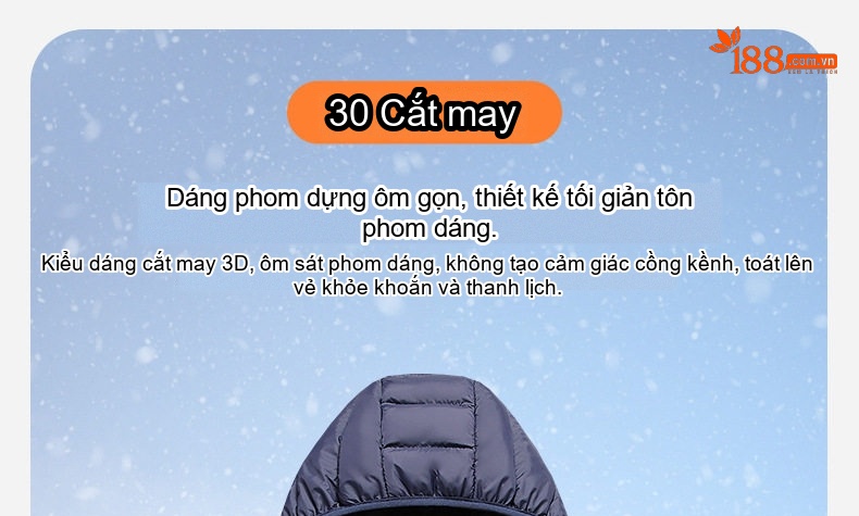 Áo Gile Bông Nam Có Mũ Trùm Đầu Tháo Rời 100% Polyester Màu Đen, Xám, Xanh Lam, Xanh Đậm... chi tiết 10