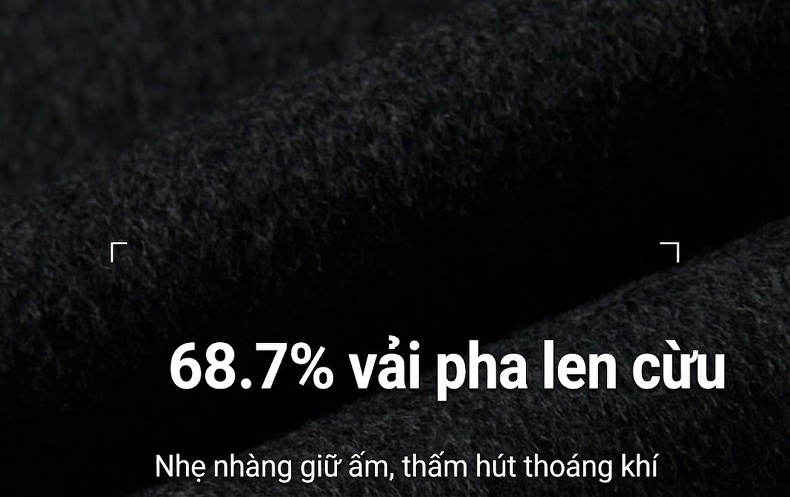 Áo Khoác Dạ Nam Lông Chồn Cổ Trụ Lót Lông Vũ Dáng Dài Vải Lông Cừu Hai Mặt Màu Xám, Đen chi tiết 5