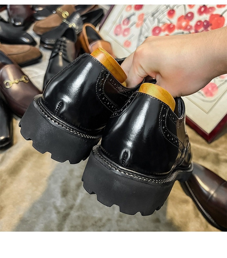 Giày Tây Nam Da Bóng Brogue Chiều Cao Đế Khoảng 4cm Màu Đen chi tiết 12