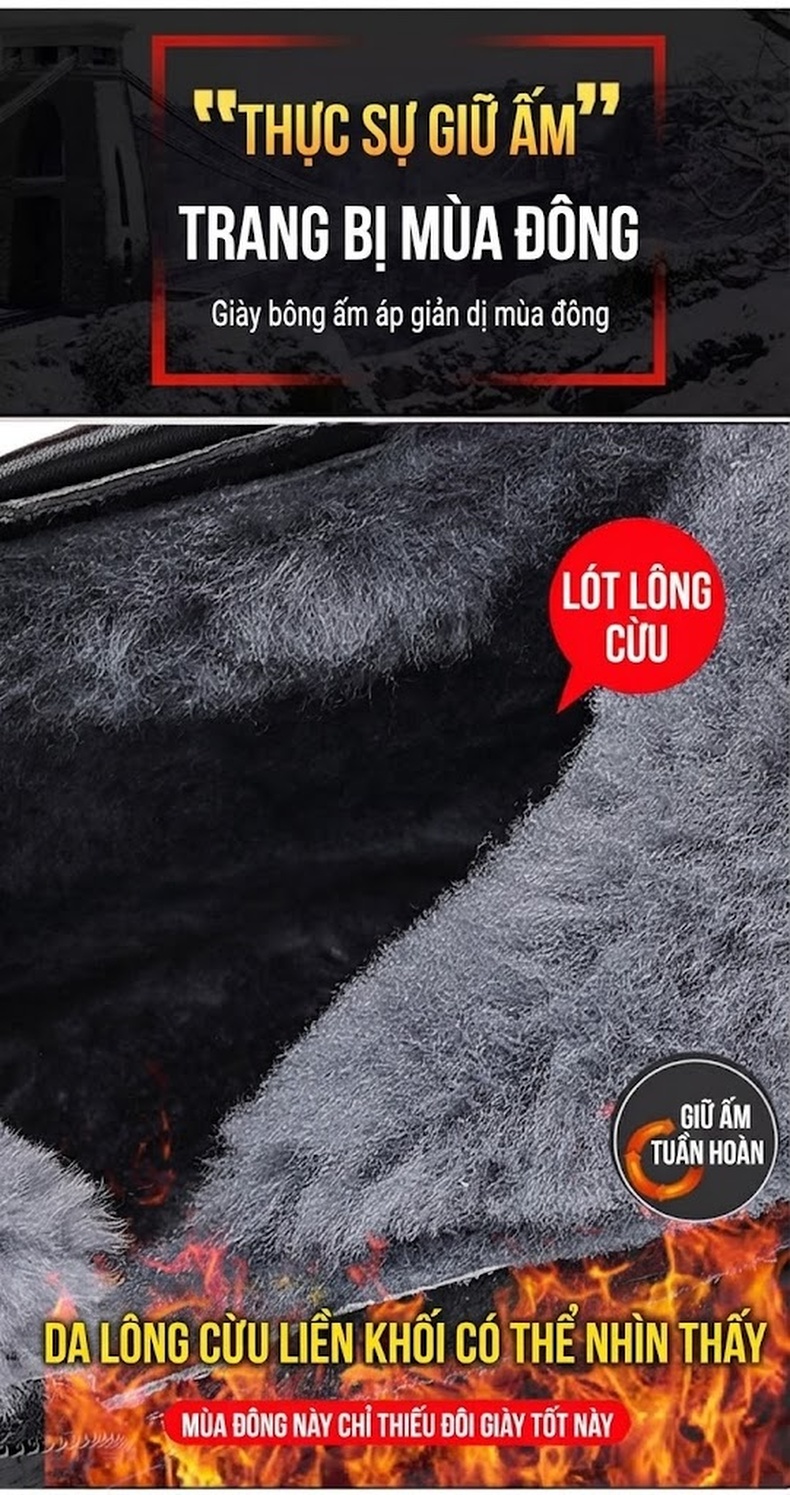 Boot Nam Da Thật Cao Cổ Lót Lông Cừu Giữ Ấm Chiều Cao Đế Khoảng 4cm Màu Đen, Nâu chi tiết 5