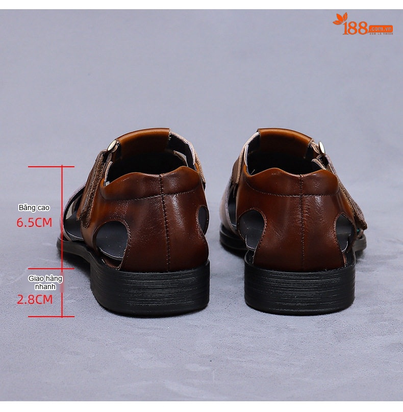 Sandal Nam Da Bò Chiều Cao Đế Khoảng 2cm Quai Khóa Màu Nâu, Đen chi tiết 23