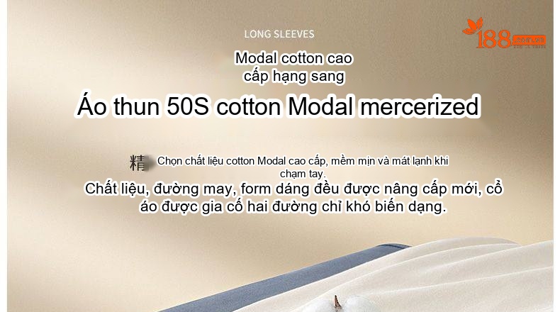 Áo Thun Dài Tay Nam Modal Cổ Tròn Mềm Mịn Thoáng Mát Màu Xanh, Nâu, Xám, Trắng... chi tiết 16