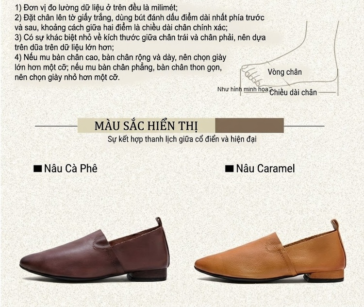 Giày Lười Nữ Mũi Nhọn Da Bò Chiều Cao Đế Khoảng 2cm Màu Nâu, Vàng chi tiết 3