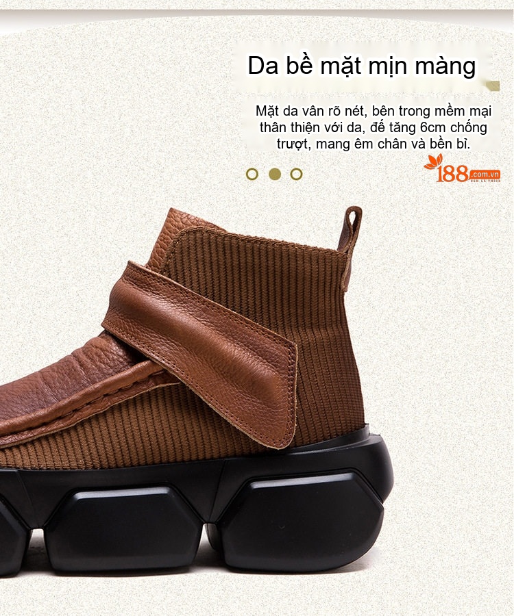 Giày Tây Buộc Dây Nam Da Bò Chiều Cao Đế Khoảng 3cm Màu Đen, Nâu chi tiết 4