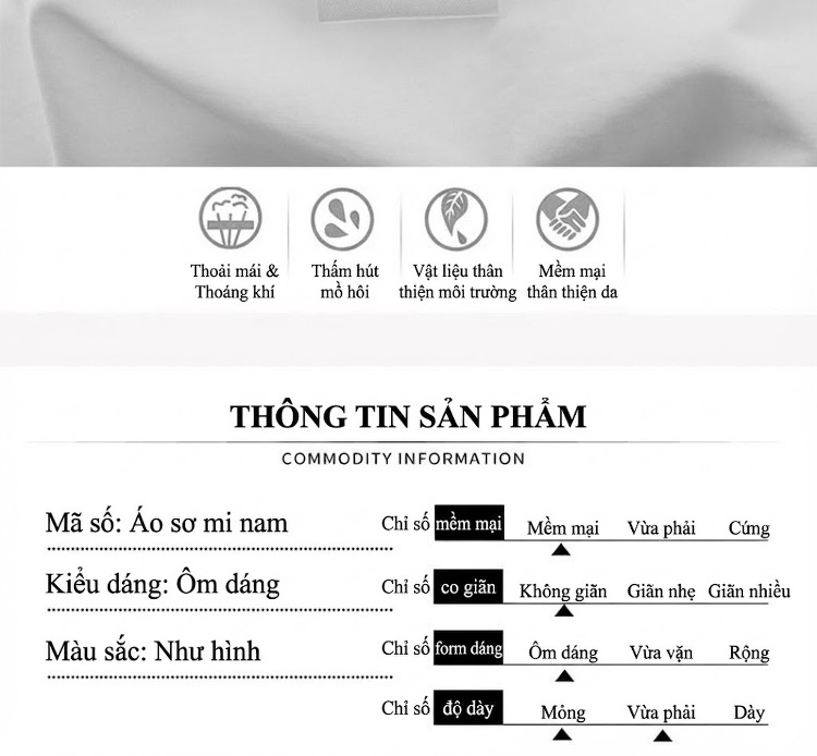 Áo Sơ Mi Nam Cotton Thêu Cổ Tay Áo Phong Cách Thời Trang Màu Đen, Trắng chi tiết 4