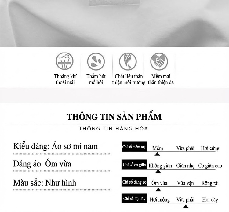 Áo Sơ Mi Nam Dài Tay Đính Đá Cao Cấp Màu Đen, Trắng chi tiết 4