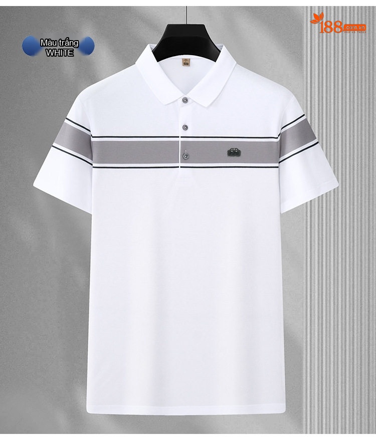 Áo Polo Nam Cotton Tay Ngắn Form Rộng Cổ Bẻ Thanh Lịch Màu Trắng, Xanh Đen, Xanh Navy chi tiết 18