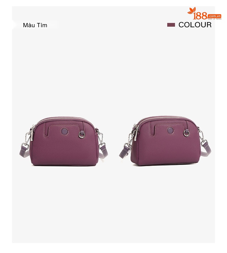 Túi Đeo Chéo Nữ Da Bò Mini Thời Trang Màu Nâu, Trắng, Tím Đỏ chi tiết 33