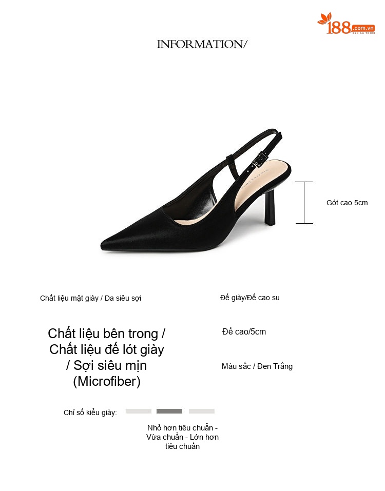 Giày Cao Gót Nữ Mũi Nhọn Hở Gót Chiều Cao Đế Khoảng 6cm Da Bóng Màu Đen, Trắng chi tiết 2