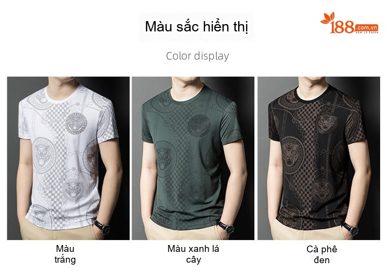 Áo Thun Tay Ngắn Nam In Họa Tiết Cổ Tròn Phong Cách Hàn Quốc Màu Đen, Trắng, Xám, Xanh... chi tiết 2