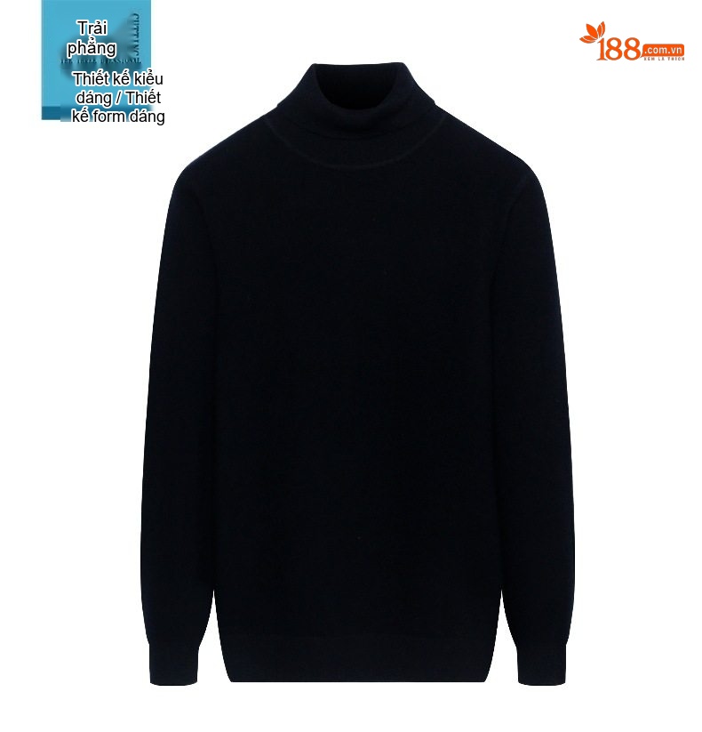 Áo Len Nam Cổ Lọ Dệt Kim Cashmere Dày Dặn Giữ Ấm Màu Nâu, Đỏ Rượu, Xám, Đen chi tiết 6