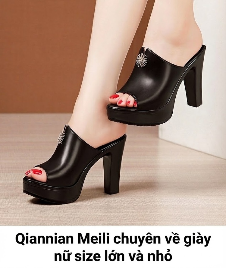Dép Sục Nữ Hở Mũi Da Bò Đế Xuồng Quai Ngang Chiều Cao Đế 10cm Màu Đen, Trắng, Đỏ chi tiết 12