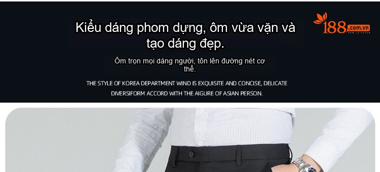 Quần Tây Nam Dáng Slimfit Vải Cotton Chống Nhăn Màu Đen, Xám chi tiết 5