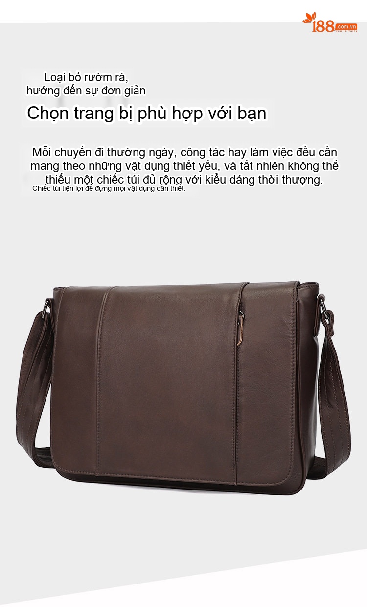 Túi Đeo Chéo Nam Da Bò Phong Cách Retro Màu Nâu chi tiết 3