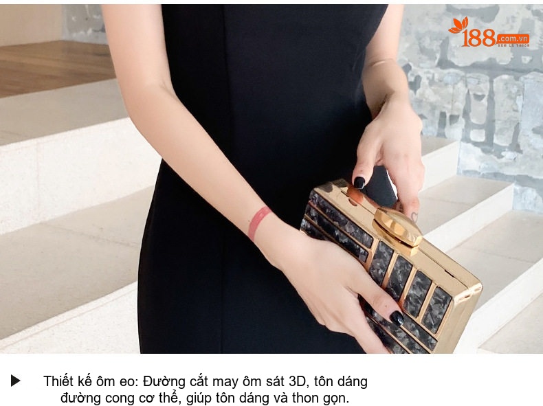 Váy Đầm Dạ Hội Đuôi Cá Dáng Dài Qua Gối Phong Cách Thanh Lịch Màu Đen, Đỏ, Trắng chi tiết 12