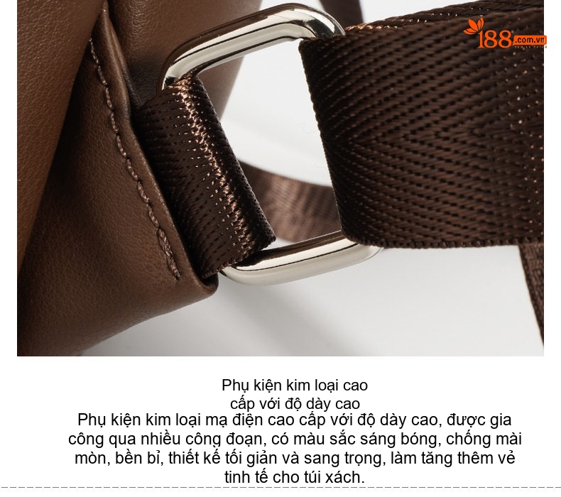 Balo Mini Da Bò Nữ Phối Màu Cổ Điển Đeo Vai Du Lịch Màu Nâu, Kem chi tiết 11
