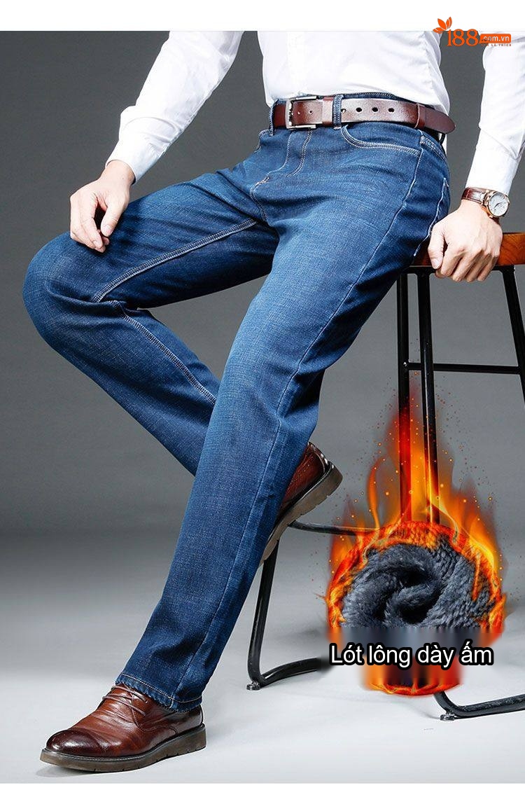 Quần Jean Nam Ống Đứng Lót Lông Dày Dặn Màu Xanh Dương chi tiết 23