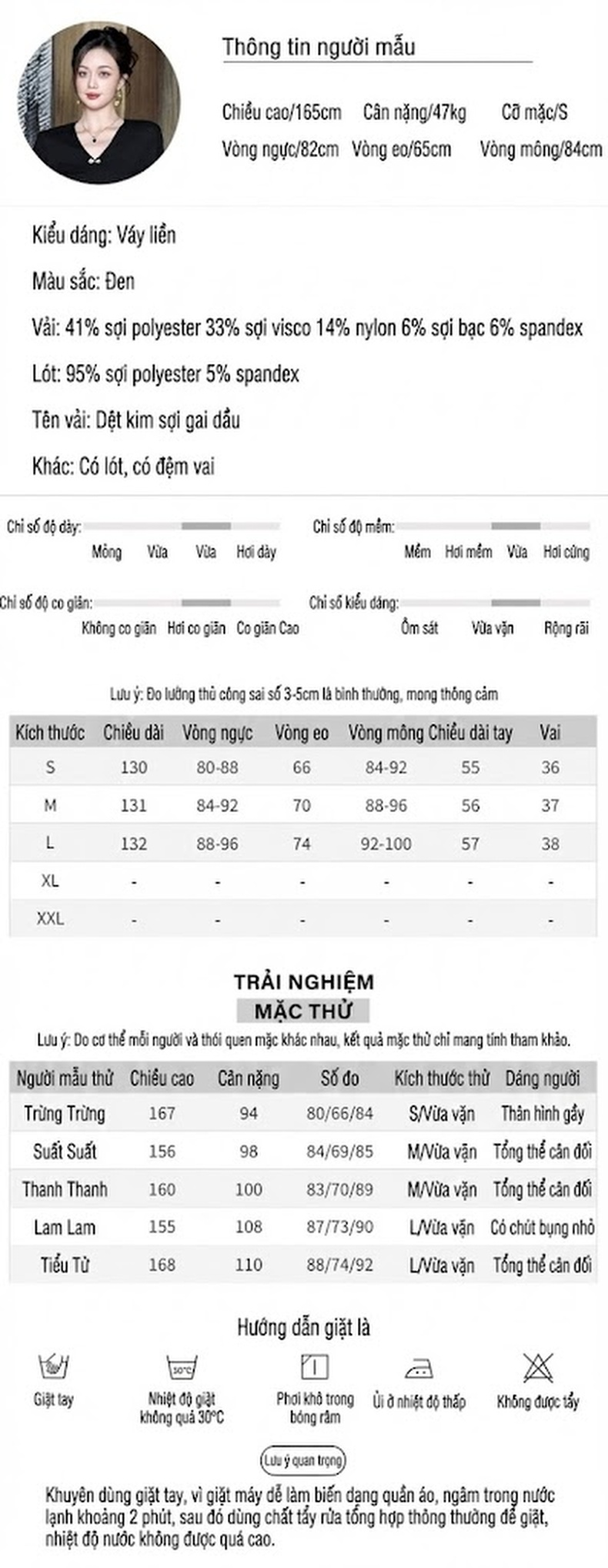 Váy Đầm Ôm Body Dài Tay Cổ chữ V Thiết Kế Phong Cách Hepburn Màu Đen chi tiết 2