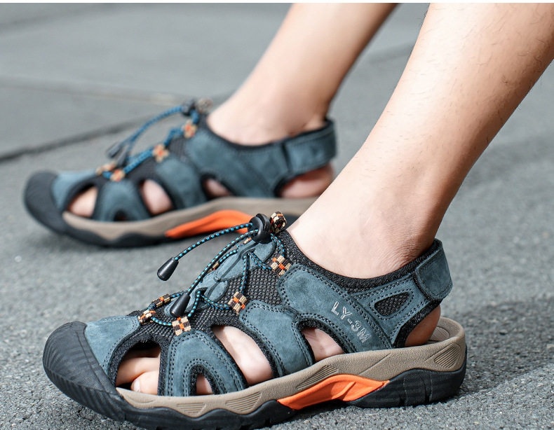 Sandal Da Bò Nam Quai Hậu Outdoor Đế Cao 3cm chi tiết 8
