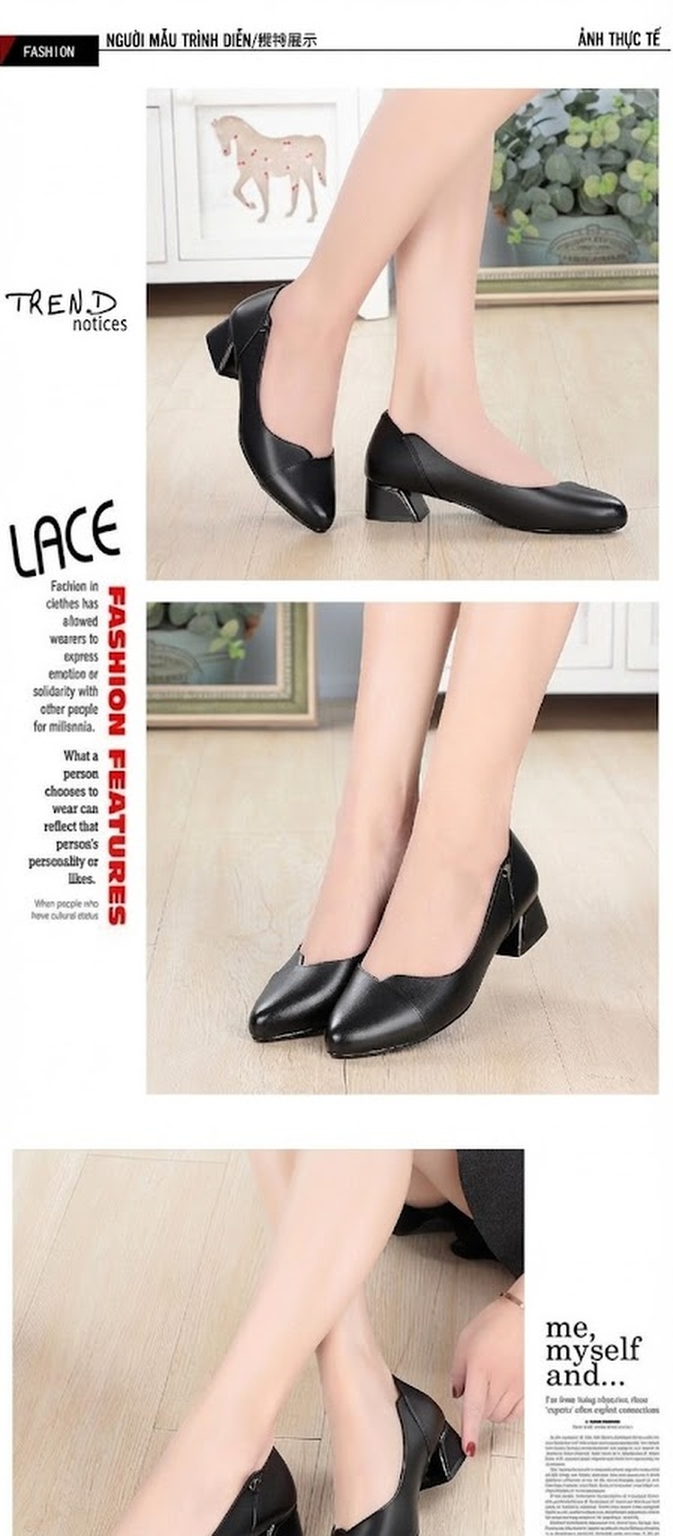Giày Búp Bê Nữ Da Thật Chiều Cao Đế Khoảng 3cm Màu Đen, Xám, Đỏ, Kem chi tiết 3