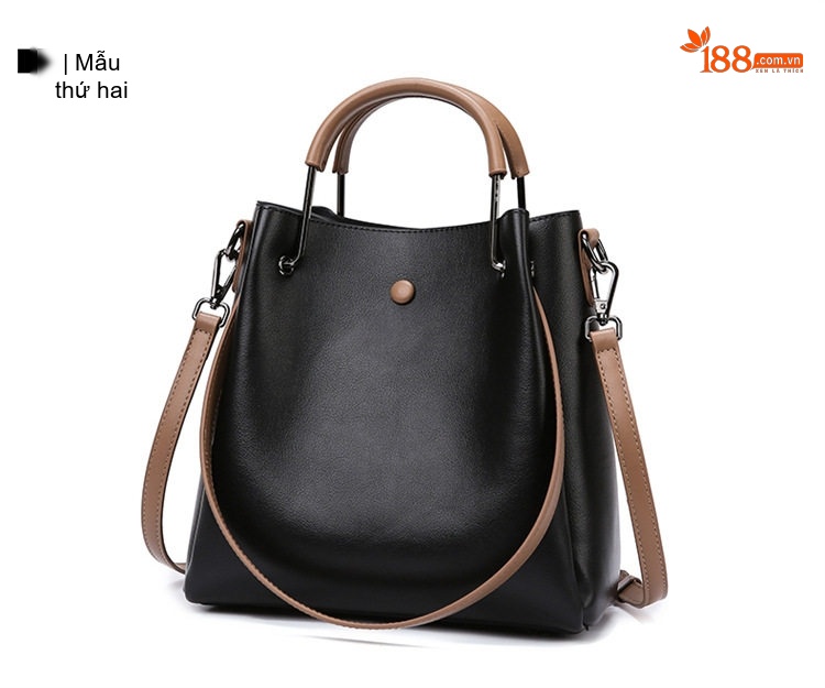 Túi Xách Nữ Da Bóng Đeo Vai Công Sở Tote Bucket Lớn Màu Đen, Nâu chi tiết 18