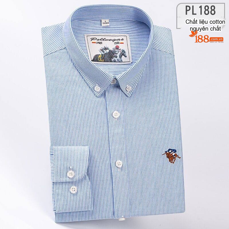 Áo Sơ Mi Nam Tay Dài Cotton Oxford Sọc Dáng Ôm Vừa Vặn Màu Xanh Dương, Trắng, Vàng, Hồng...