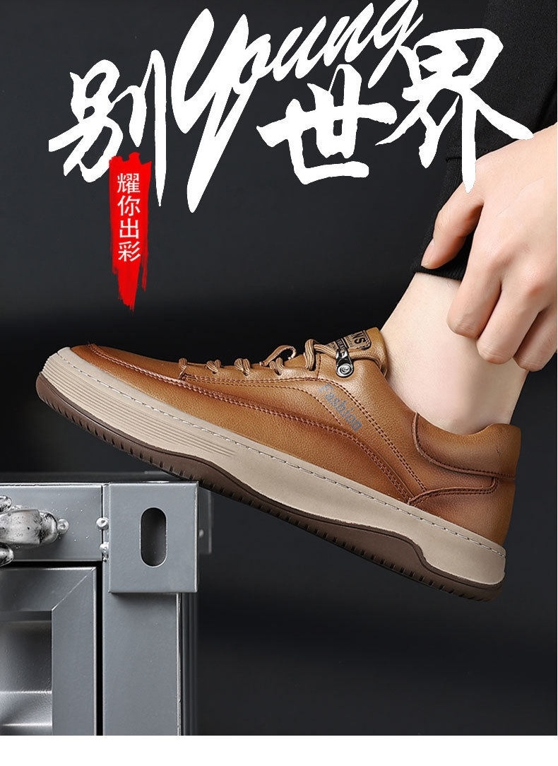 Giày Thể Thao Buộc Dây Nam Da Bóng Chiều Cao Đế Khoảng 3cm Màu Nâu, Đen chi tiết 4