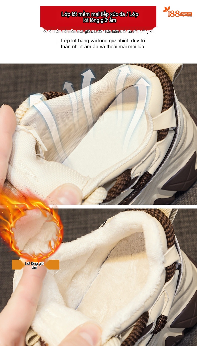 Giày Thể Thao Nữ Đế Xuồng Chiều Cao Đế Khoảng 5cm Phong Cách Ulzzang Màu Trắng, Đen, Kem... chi tiết 15